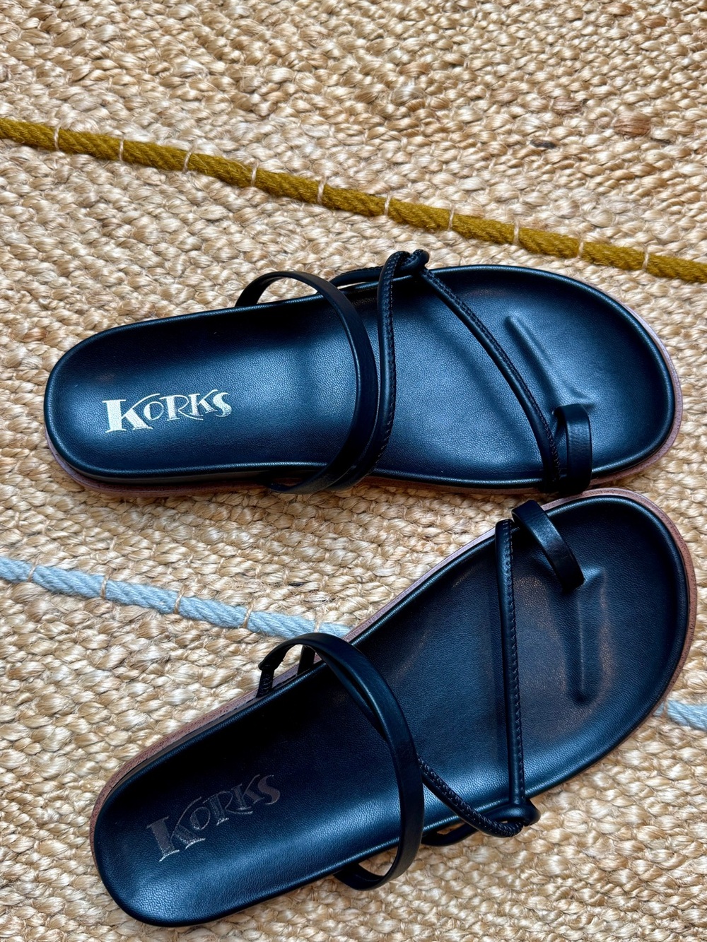 Kork-Ease Black Minimalist Strappy Slide Sandals